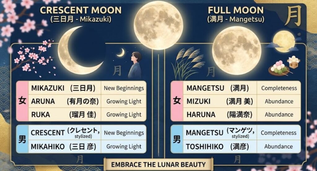 Japanese Names Meaning Crescent & Full Moon